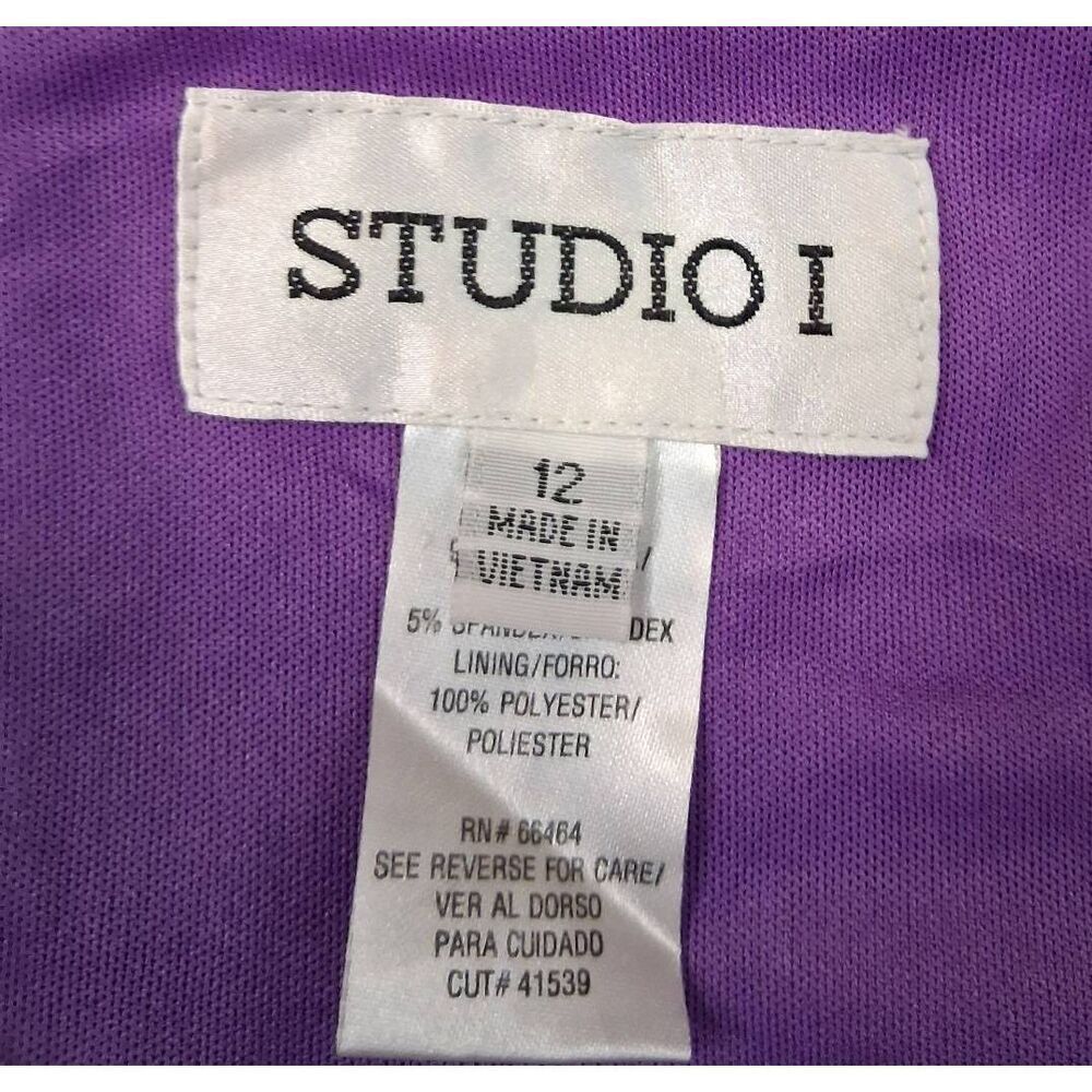 Studio 1 womens size 12 dress large shift paisley purple stretch square neck - Picture 7 of 9
